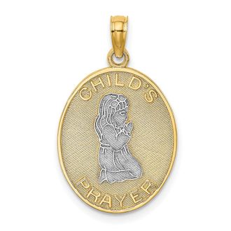 Diamond2Deal 14k Yellow Gold Rhodium Reversible CHILDS PRAYER Girl Charm