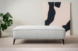 HOME AFFAIRE Hocker »TVINNU, mit Kedernaht, Cord u. Flachgewebe« zur Serie TVINNU, gemütlicher Sitzkomfort, rechteckig, schwarze Füsse