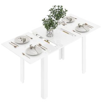 HOMCOM Extendable Dining Table - Seats 4-6 People - High Gloss White | TJ Hughes