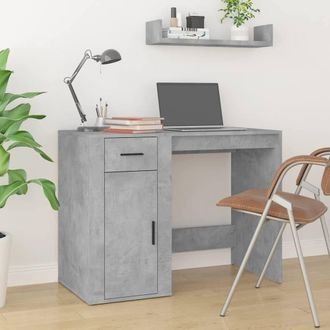 Berkfield Home Elegant Desk with Cabinet Concrete Grey Engineered Wood