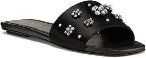 Stuart Weitzman Poppy Embellished Slide Sandal in Black/Silver Shade/Gray at Nordstrom Rack, Size 9.5