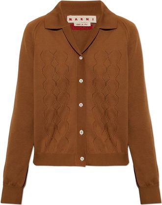 Marni Cardigan met kraag - Dames - Vesten - Bruin - S - Polyester - Truien & Vesten
