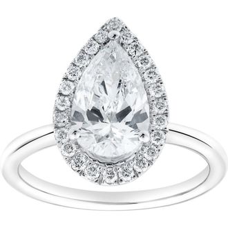LuvMyJewelry Lyra 14K Gold Pear Shaped Lab Grown Diamond Halo Ring - 1.9 Ct in 14K White Gold at Nordstrom, Size 7