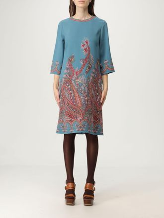 Etro Etro Womens Printed 34 Sleeve Dress - Marine Silk - Size EU 46 (Womens)