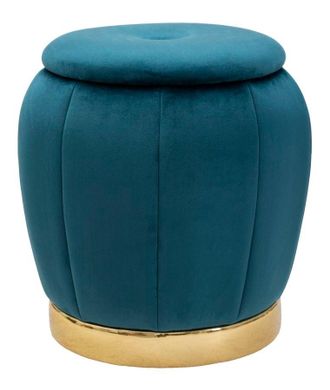 Charme 1921 Pouf/container Paris Teal/gold cm &oslash; 43x43