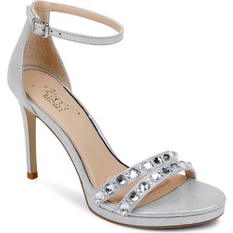 Badgley Mischka Hustle Ankle Strap Sandal in Silv Met at Nordstrom Rack, Size 7.5