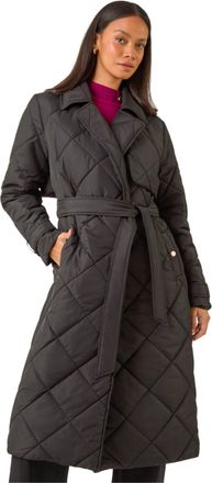 DUSK Womens Chevron Wrap Quilted Puffer Coat - Black - Size 10 UK