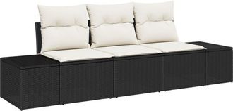vidaXL Garden Sofa Set with Cushion with Storage 3 pcs Black, Cream Vidaxl