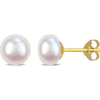 Delmar Cultured Freshwater Pearl Stud Earrings in White at Nordstrom Rack