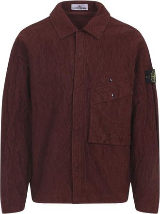 Stone Island Maroon Long Sleeves Logo Shirt