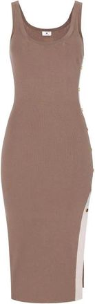 Elisabetta Franchi Kleedjes, Dames, Beige, XS, Gebreide Midi Jurk