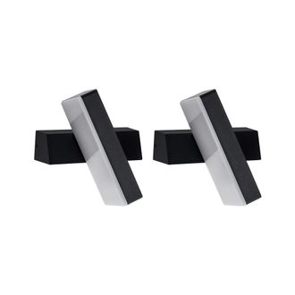 Beliani Conjunto De 2 L&aacute;mparas Led Para Pared De Exterior De Metal Aluminio Moderno Negro Teilan