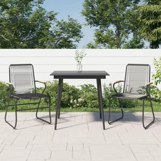 vidaXL Juego De Comedor De Jard&iacute;n 3 Piezas Rat&aacute;n Pvc Negro Vidaxl