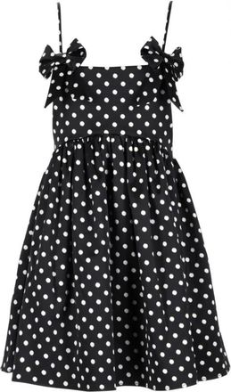 Ganni Polka-Dot Satin Mini Jurk - Dames - Korte kleedjes - Zwart - S - Polyester - Kleedjes