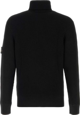 Stone Island Ribbed Virgin Wool Sweater - Black
