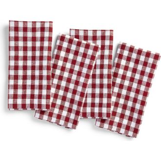 Solino Home Linen Dinner Napkins - Gingham Check, 20 x 20 in Burgundy at Nordstrom, Size Large