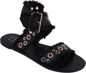 Shushop Cindy Ankle Strap Sandal in Black Woven at Nordstrom, Size 6.5