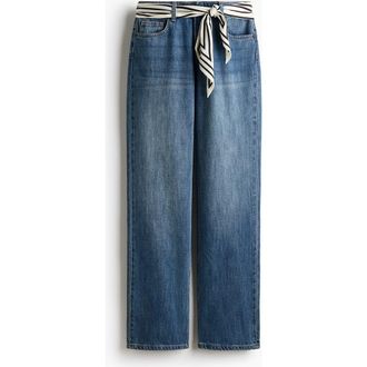 H&M Straight Regular Waist Jeans in Denim Blue at Nordstrom, Size 10