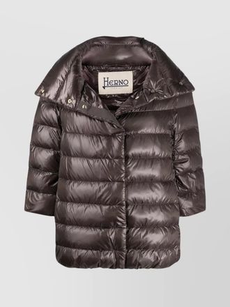 Herno nylon cape with 3/4 sleeves and high collar