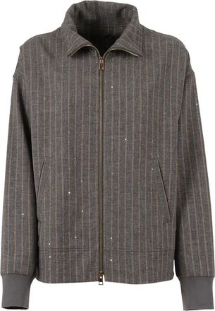 Lorena Antoniazzi Giacca gessata con paillettes - Grigio