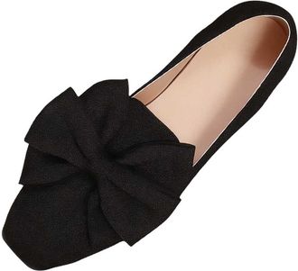 Generic Womens Ballet Flats Bow Slip On Pumps Shoes Stylish Elegant Solid Color Lightweight Comfortable Classic Slip On Shoes Work Party Black