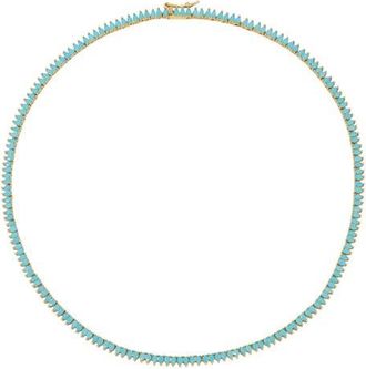 Native Gem Symphony Turquoise Teardrop Tennis Necklace in Turquoise/gold at Nordstrom