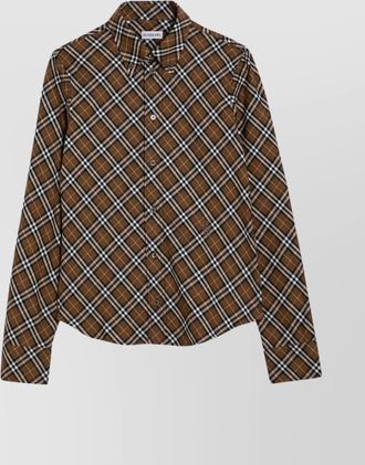 Burberry check cotton shirt cuffed sleeves