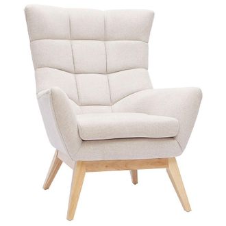 Miliboo Poltrona scandinava effetto velluto colore naturale e legno BRODY