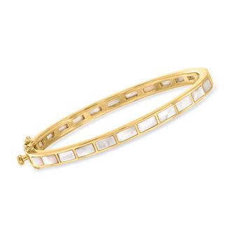 Ross-Simons Mother-Of-Pearl Bangle Bracelet in 18kt Gold Over Sterling
