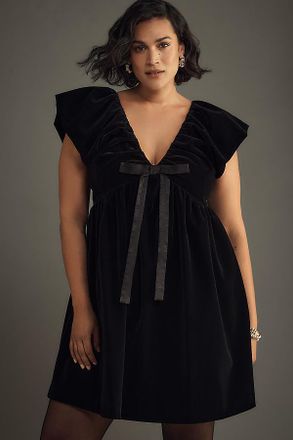 endless rose Velvet Bow Mini Dress