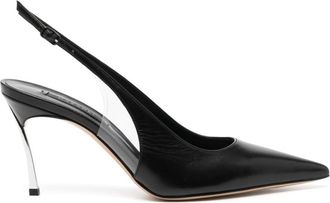 Casadei Superblade Jolly 90mm slingback pumps - women - Polyurethane/Kid Leather/Kid Leather/Leather - 38 1/2 - Black