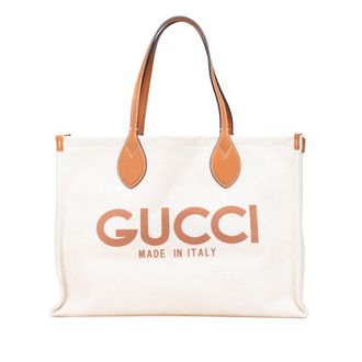 Gucci Pre-owned Womens Print Tote Canvas Shopping Bag - Ivory Textile - One Size