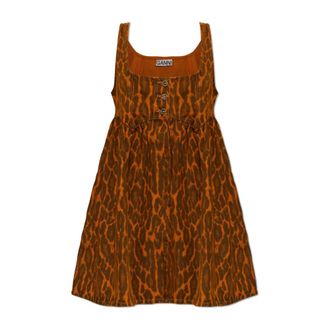 Ganni Vestido en Denim de Leopardo - Dresses - Mujer - Naranja - M