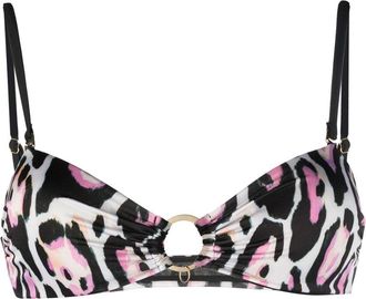 Roberto Cavalli jaguar-print bikini top - women - Polyester/Elastane - 4 - White
