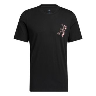 adidas Mens adidas Cartoon Frog Basketball Sports Short Sleeve Black T-Shirt HK6723