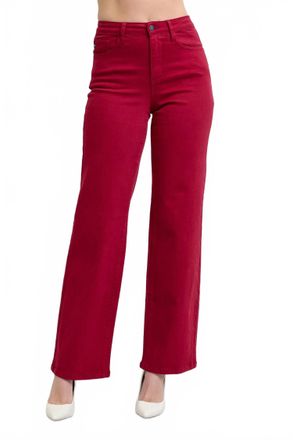 Judy Blue Heart Shaped Back Pockets Straight Jeans In Red