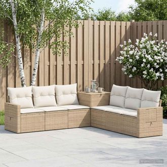 vidaXL Vidaxl Set Di Divani 7 Pz Beige E Bianco Crema