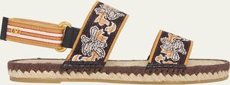 Valentino Garavani Bribri Embroidered Flat Espadrille Sandals