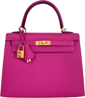 Herm&egrave;s Herm&egrave;s Kelly 25 Epsom Sellier Rose Pourpre Gold Hardware