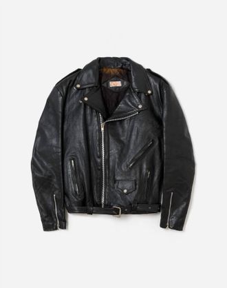 Re/Done Pre-Loved Womens 80S Leather Moto Jacket In Black