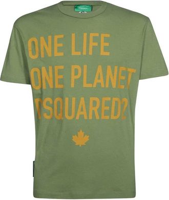 Dsquared2 Logo Katoenen T-Shirt - Heren - T-shirts - Groen - XS - Katoen - Tops