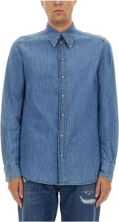 Dolce & Gabbana Denim Shirt - Heren - Spijkeroverhemden - Blauw - XL - Denim - Overhemden