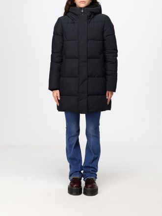 Save The Duck Knee-Length Quilted Puffer Jacket with Hood and High Neck