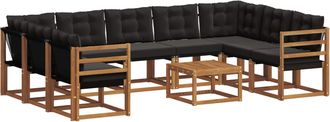 vidaXL Conjunto De Sof&aacute;s De Exterior 10 Uds. Natural Y Negro Vidaxl