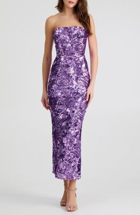 Helsi Leslie Pattern Sequin Strapless Gown in Violet at Nordstrom, Size X-Small