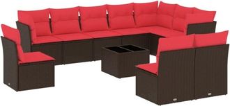 vidaXL Vidaxl - 11 Piece Garden Sofa Set with Cushions Brown Poly Rattan