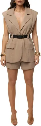 JLUXLABEL Main Agenda Romper in Tan at Nordstrom, Size X-Large