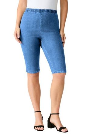 Roaman's Plus Size Comfort Stretch Bermuda Jean Short in Light Stonewash at Nordstrom, Size 18