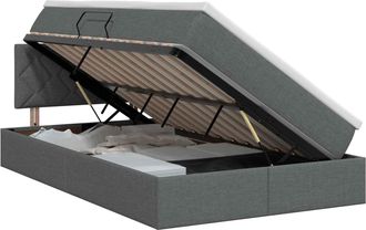 vidaXL Cama Con Almacenamiento Y Colch&oacute;n Gris Oscuro 120 X 200 Cm Vidaxl