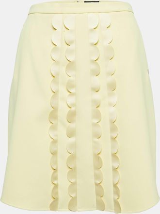 Elisabetta Franchi Yellow Crepe Scallop Detail Mini Skirt